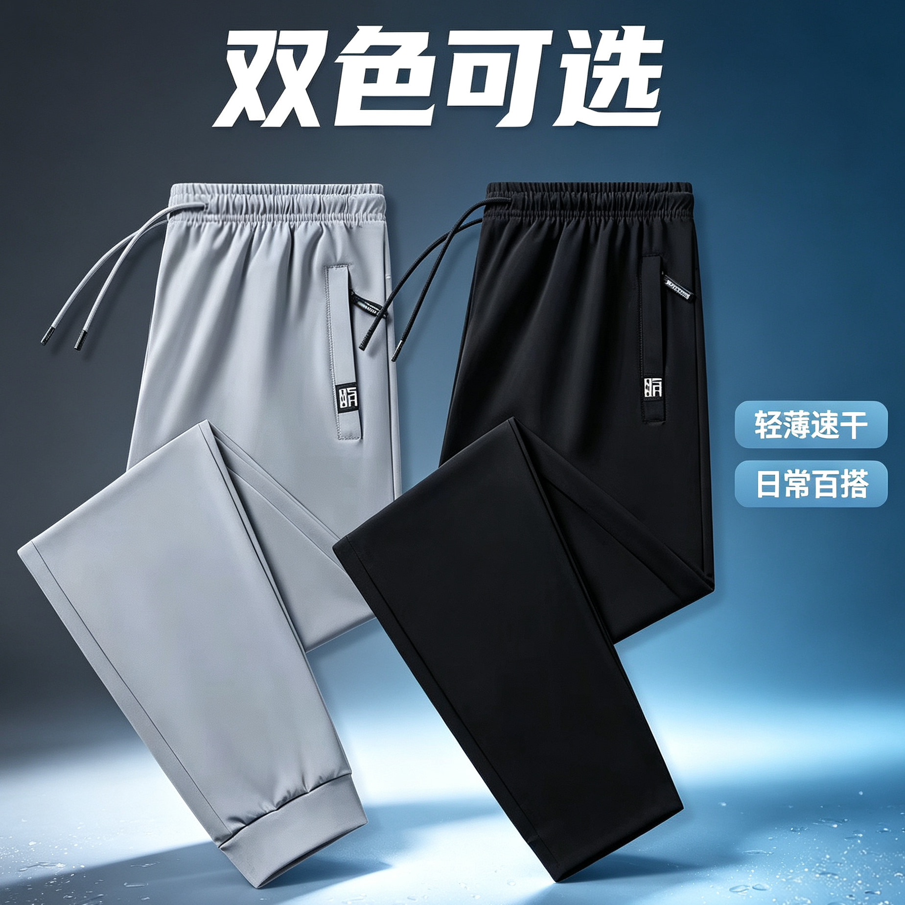 德国休闲裤冰丝男士夏季运动速干大码卫裤透气干活工作裤子薄
