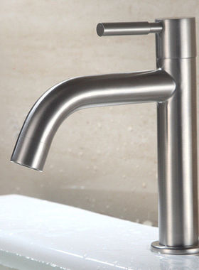 304不锈钢黑色枪灰色拉丝电镀冷弯咀台盆洗脸盆冷热孔水龙头