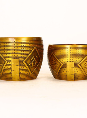 复古做旧铜艺五谷丰登铜缸家居装饰品摆件批发金属艺术收藏装饰