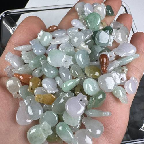 2025新款翡翠冰糯种小钱袋DIY冰透玉器彩色翡翠挂件收藏装饰