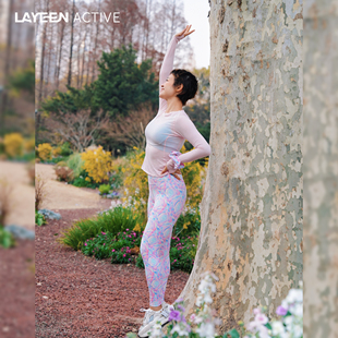 LAYEEN ACTIVE生命力花裤子 印象花轮  9分裸感亲肤运动瑜伽健身