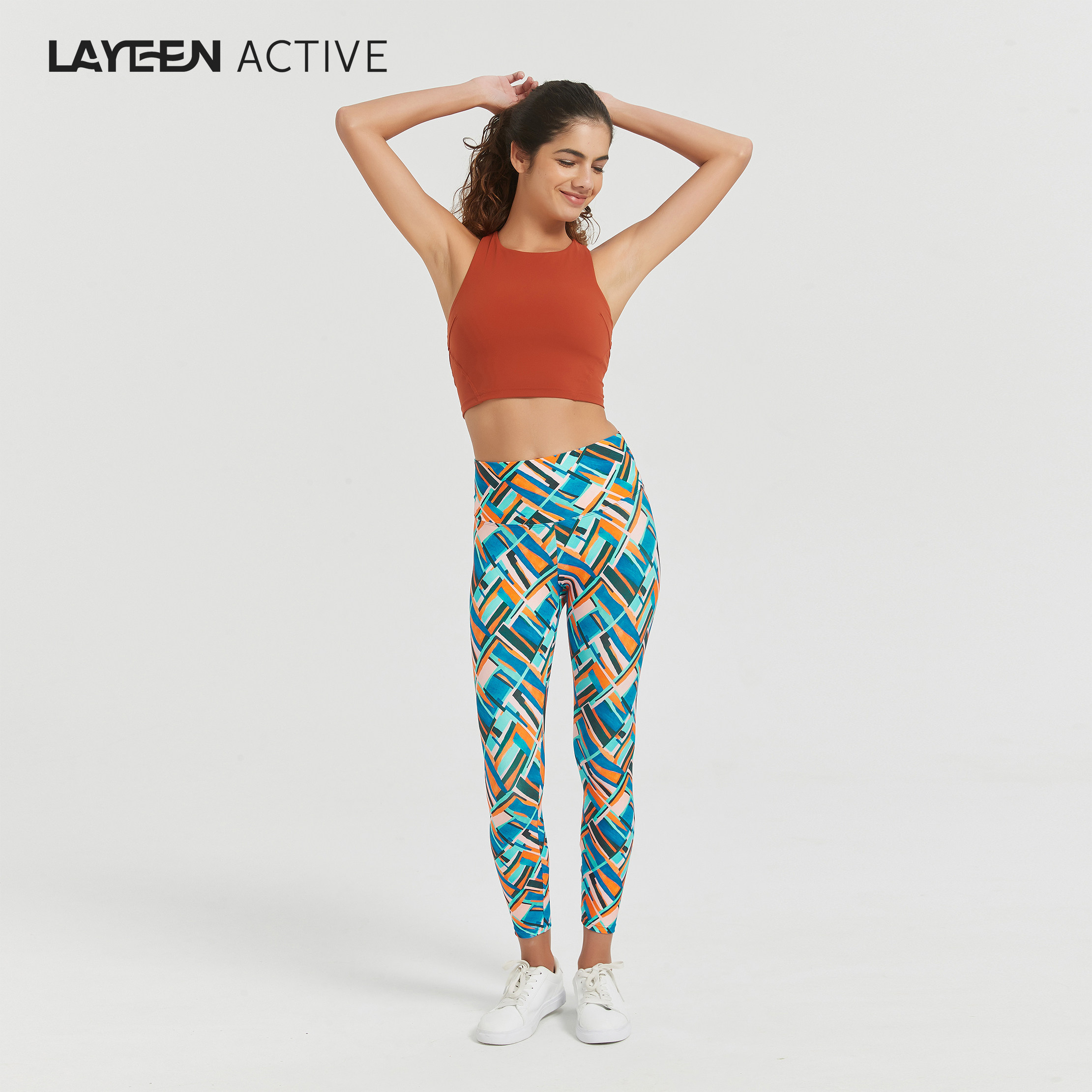 LAYEEN ACTIVE 花裤子 多瑙晨曦 高腰9分瑜伽健身防晒230812