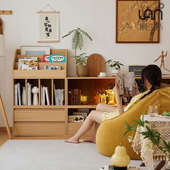 懒生活日式 矮书柜带玻璃门落地自由组合格子柜储物柜模块化展示柜