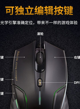 新贵猎鲨豹N5000有线游戏竞技鼠标USB电脑台式笔记本cf竞技宏编程