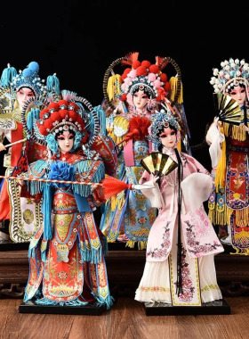 新中式京剧绢人穆桂英摆件手办中国特色礼物送外国人玄关书柜装饰