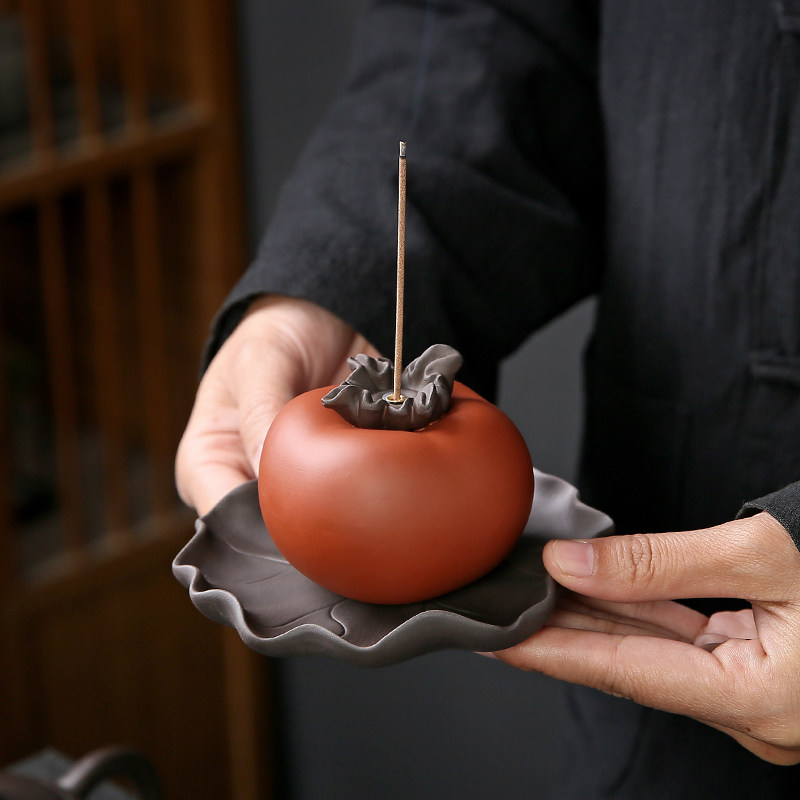 柿柿如意紫砂线香底座香插熏香炉家用陶瓷室内沉香檀香点香托香座,餐饮具,茶道/香炉,淘宝优惠券,粉丝福利购,淘宝优惠卷