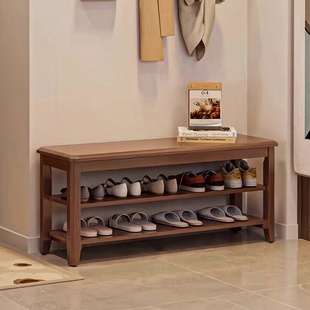 纯实木换鞋凳家用门口穿鞋凳入户门多层鞋架坐凳一体可坐鞋柜简约