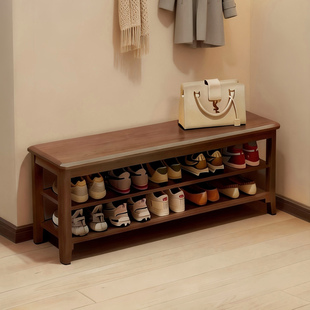 全实木换鞋凳家用门口鞋柜可坐凳一体进门穿鞋凳入户鞋架多层简约
