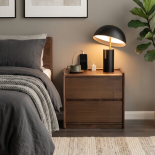 纯实木床头柜家用卧室收纳柜床边抽屉带锁储物柜小型中古风新款