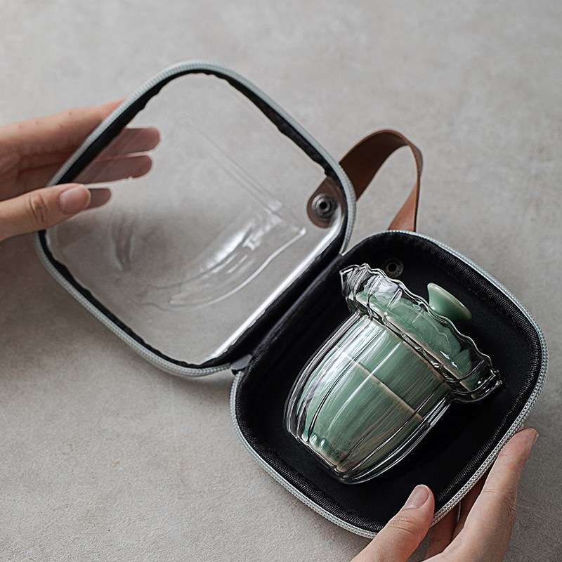 器何物拾光旅行陶瓷快客杯玻璃盖碗一壶二杯便携车载户外茶具套装