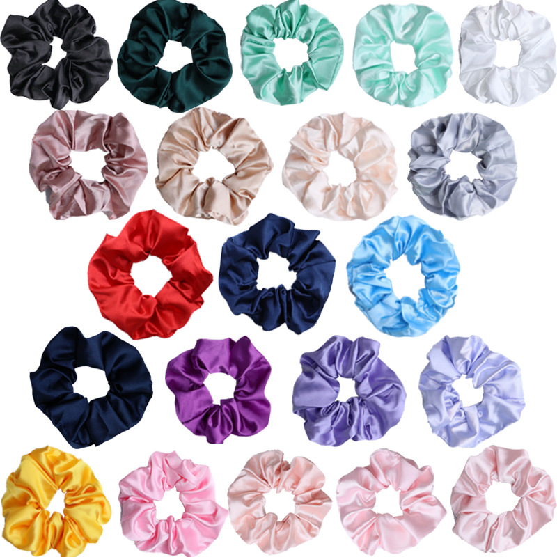 新款韩国级感仿真丝大肠发圈女简约纯色法式头绳皮筋头饰