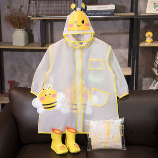 小鹿米利可爱卡通儿童透明熊猫雨披小学生儿童雨具雨衣夏
