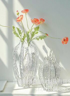 餐桌北欧造型创意杨桃透明玻璃花插花干花鲜花客厅轻奢装饰摆件