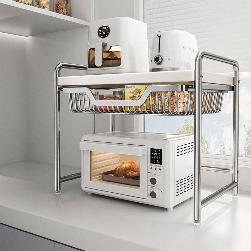 轻奢款抽屉式厨房置物架碳钢电饭煲微波炉置物架多功能桌面收纳架,厨房/烹饪用具,厨房置物架/置物柜/角架,淘宝优惠券,粉丝福利购,淘宝优惠卷