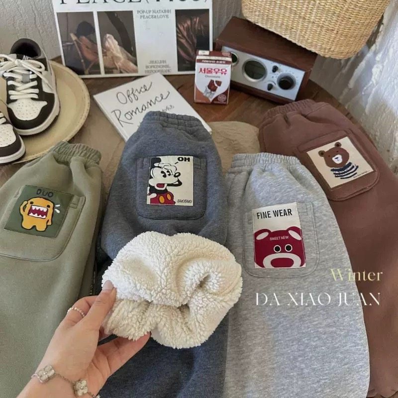 儿童加绒加厚裤子冬季休闲男女童宝宝一体绒保暖卫裤卡通束脚长裤,童装/婴儿装/亲子装,裤子,淘宝优惠券,粉丝福利购,淘宝优惠卷