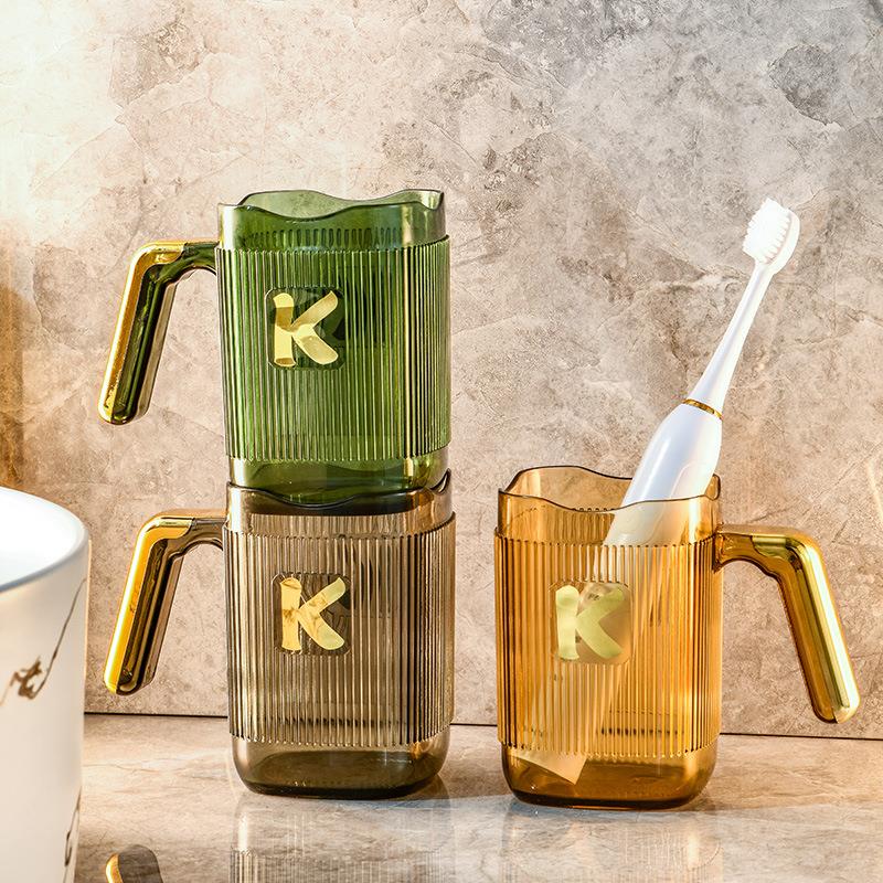 轻奢透明漱口杯塑料成人情侣刷牙杯洗漱杯家用牙缸牙刷杯子