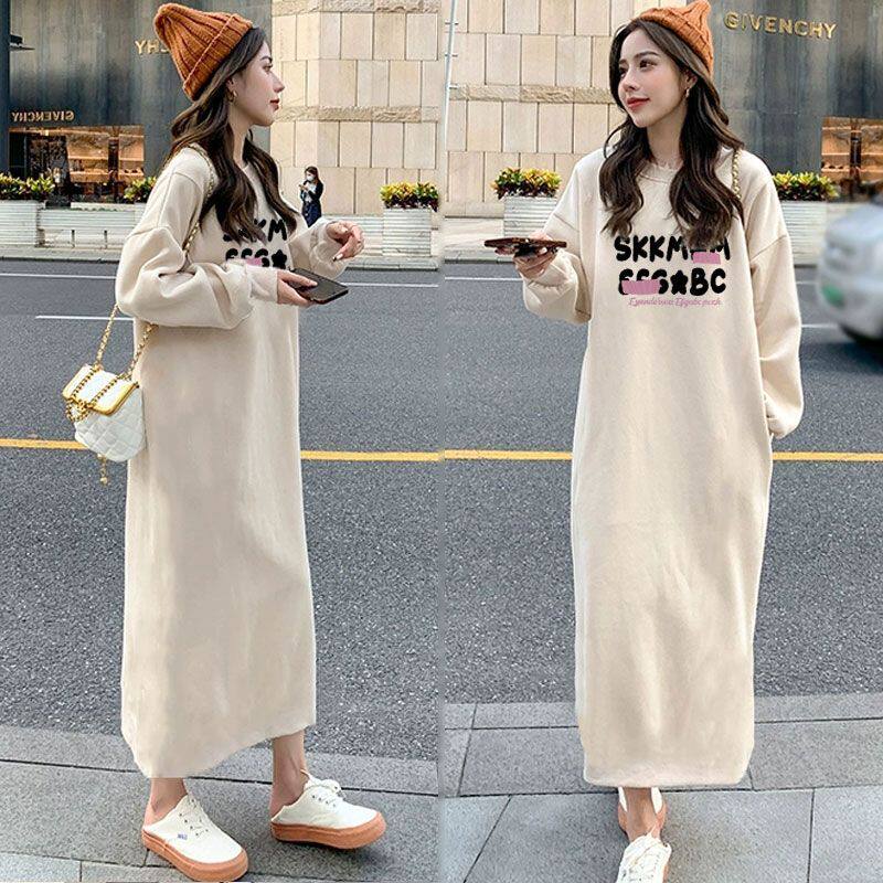 孕妇装秋冬外穿新款纯棉T恤裙