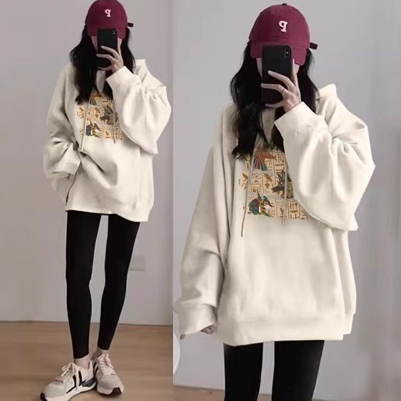 孕妇卫衣春秋款新款遮肚子不显怀上衣女中长款宽松大码秋冬