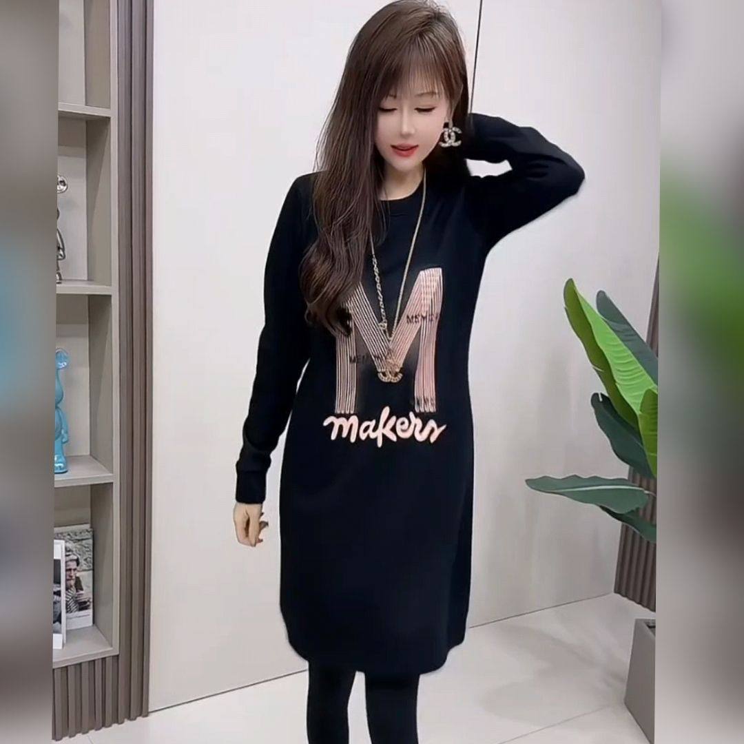 春秋新款时尚百搭长袖纯棉卫衣裙