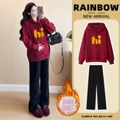 2025新款 孕妇秋冬装 套装 慵懒风连帽卫衣孕妈高级感穿搭遮肚两件套