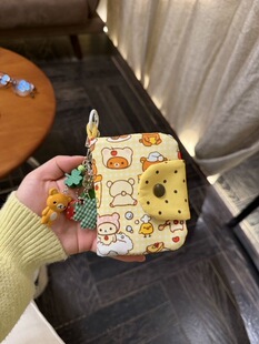 ins风可爱小清新轻松熊卡通零钱包学生钥匙包毛绒短款硬币包卡包