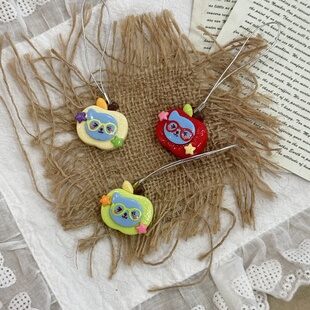 原创手作苹果酷儿挂件卡通可爱手机链钥匙扣包包装饰挂饰礼物朋友