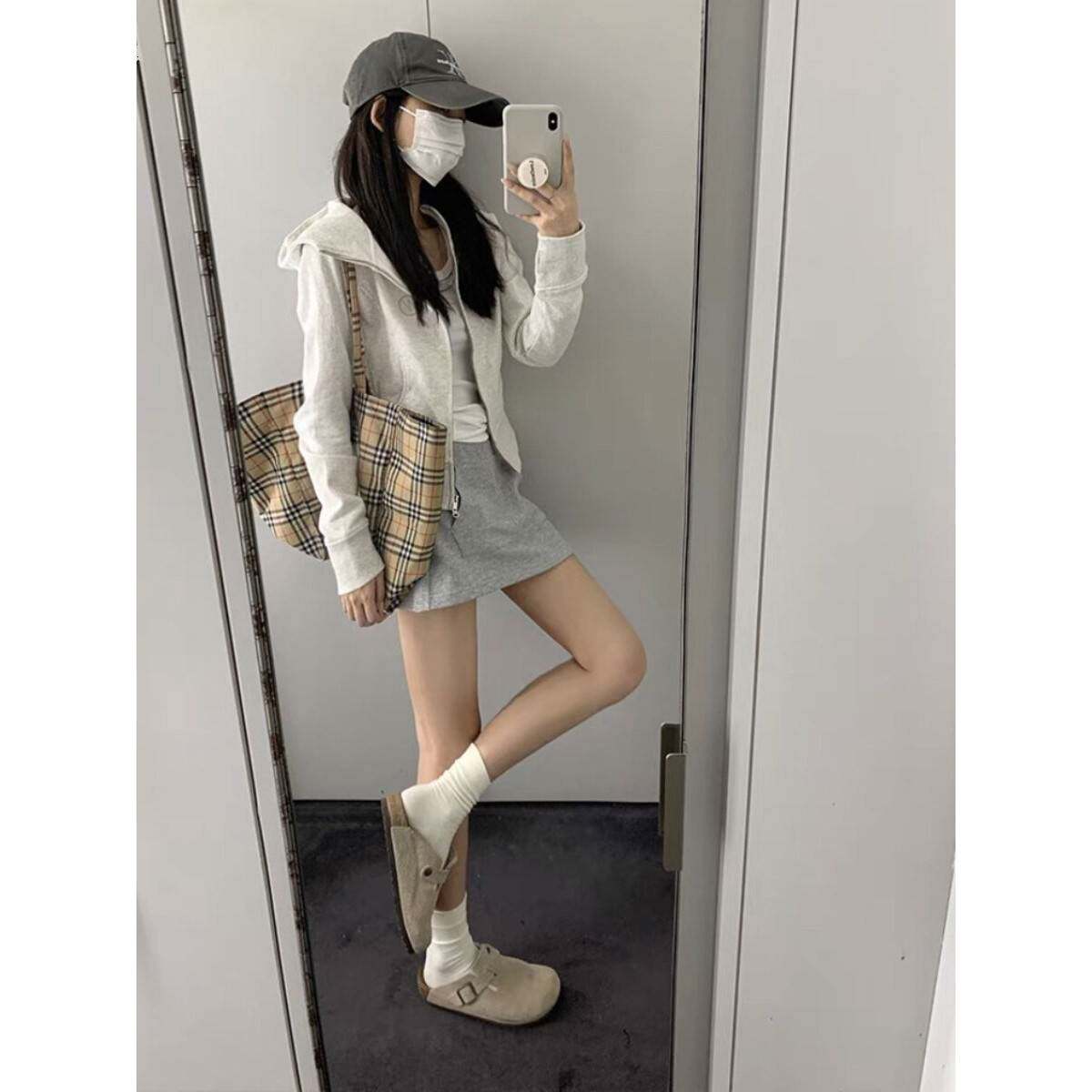 美式辣妹修身连帽卫衣开衫女秋冬2025新款小个子拉炼短款加绒外套