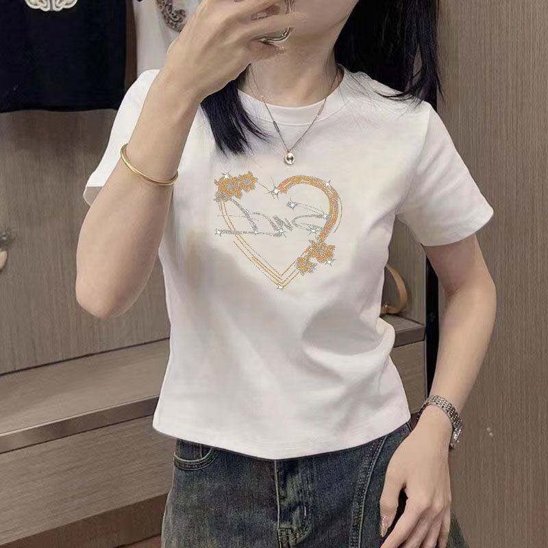 小个子纯棉短袖t恤女新款2025夏季白色修身显瘦百搭正肩体恤上衣