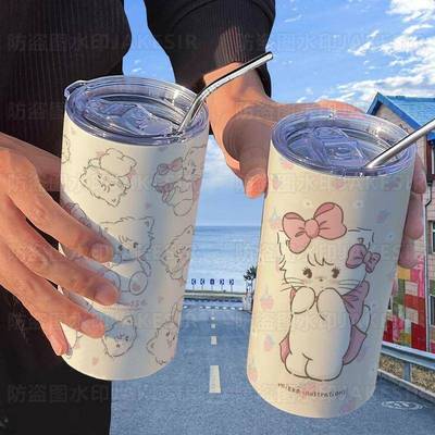 mikko可爱周边咖啡网红高颜值不锈钢保温杯办公室吸管随行水杯