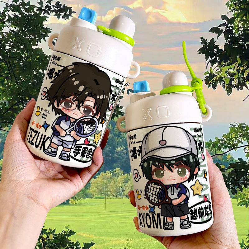 网球王子手冢国光保温杯大容量316不锈钢随手吸管咖啡双饮水杯