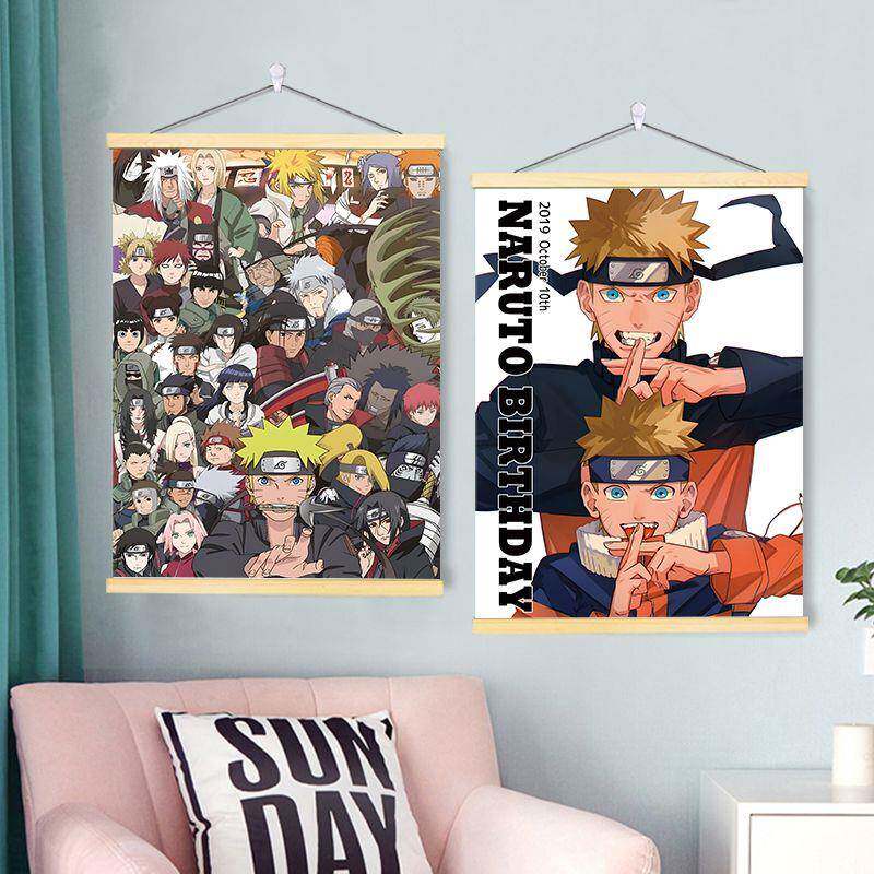 火影忍者动漫鸣人佐助卡卡西周边卷轴挂画宿舍房间卧室海报装饰画