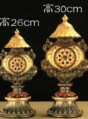 藏式密宗法器 尼泊尔八吉祥组合体 铜合金大号吉祥八宝摆件八瑞物