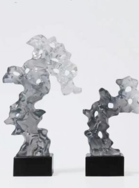 新中式树脂太湖石摆件酒店样板间软装饰品客厅玄关电视柜雕塑摆设