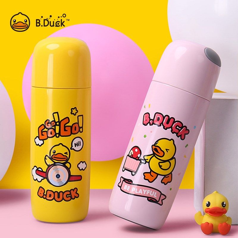 B.Duck小黄鸭保温杯男女士学生316不锈钢简约隐形提绳350ML便携杯