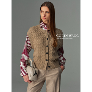 COLIN WANG大地礼赞|奢牌同源羊绒金银丝珠片花纱针织马甲开衫