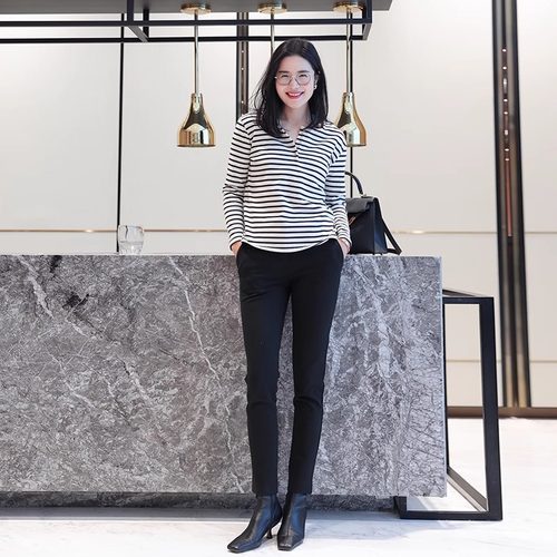 COLIN WANG-限定升级|镇店神裤罗马布显瘦直筒西装裤小黑裤张若愚