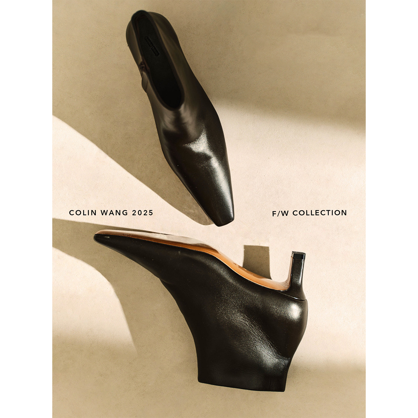 COLINWANG-信步愉悦|奢牌质感小羊皮方头小猫跟通勤时尚短靴踝靴