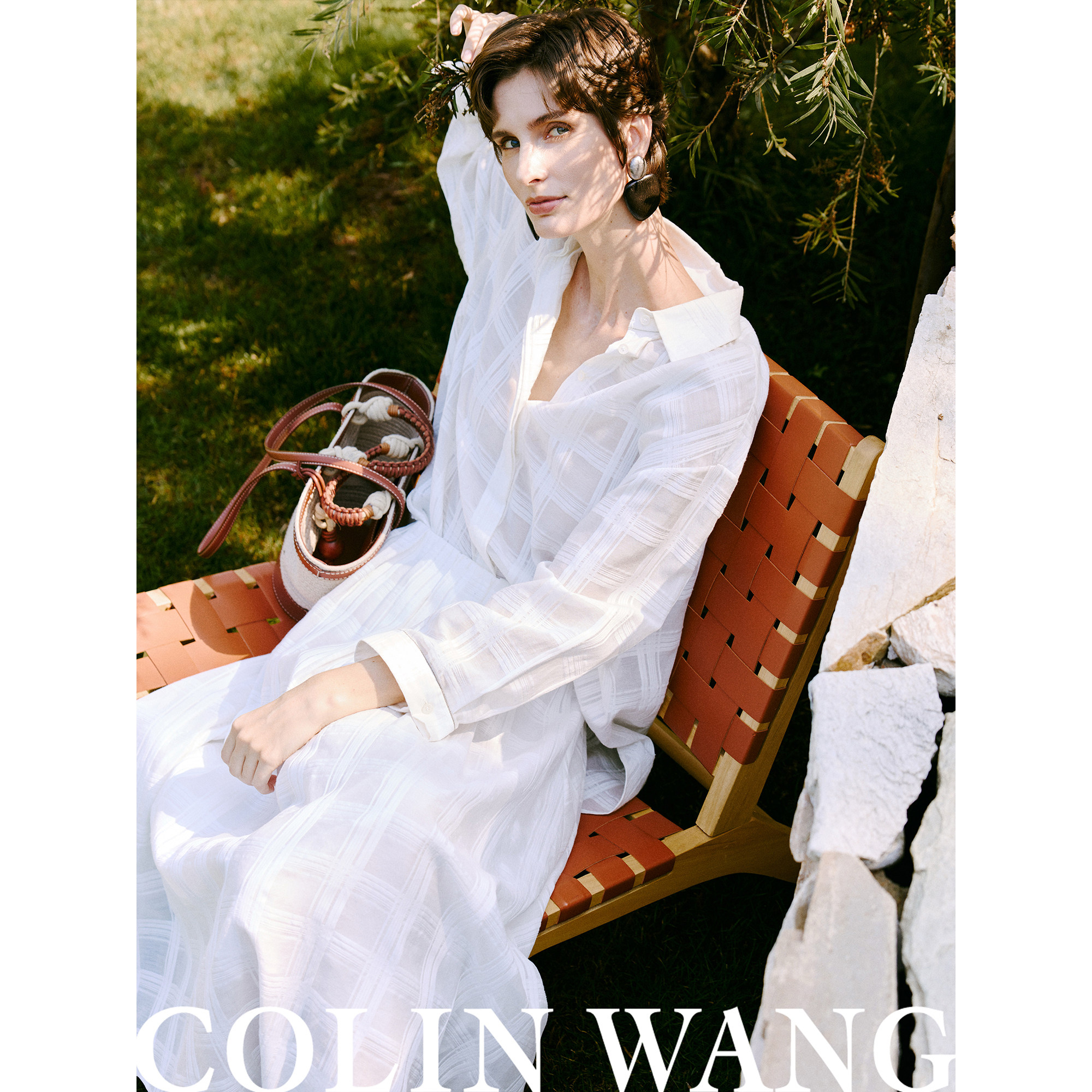 COLIN WANG-地球日记|真丝棉欧根纱格纹衬衫/短裤/半身裙张若愚