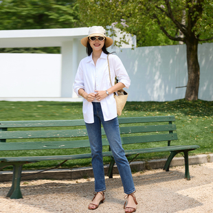 COLIN WANG-COLIN JEANS系列|进口长绒棉丹宁显瘦水洗九分牛仔裤