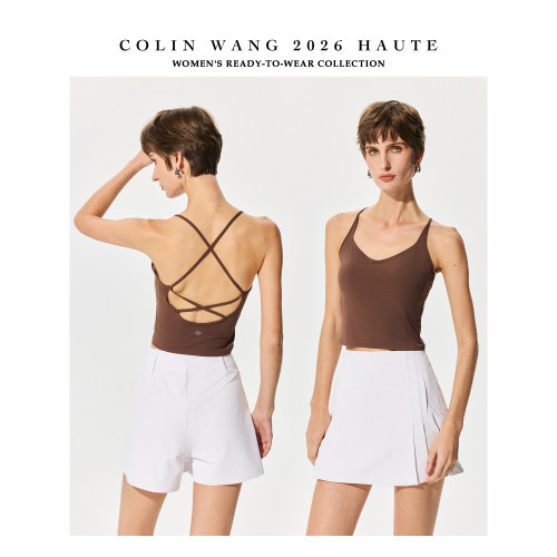 COLINWANG-LIFE STYLE|奢牌质感冰感活力运动交叉吊带美背背心