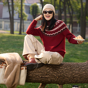 张若愚 内蒙山羊绒新春费尔岛半高领针织衫 COLINWANG 大地礼赞