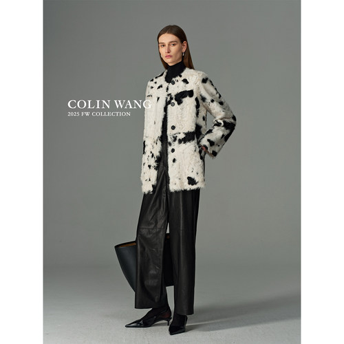 COLINWANG漫行无束|奢牌质感绵羊皮复古极简休闲百搭阔腿皮裤