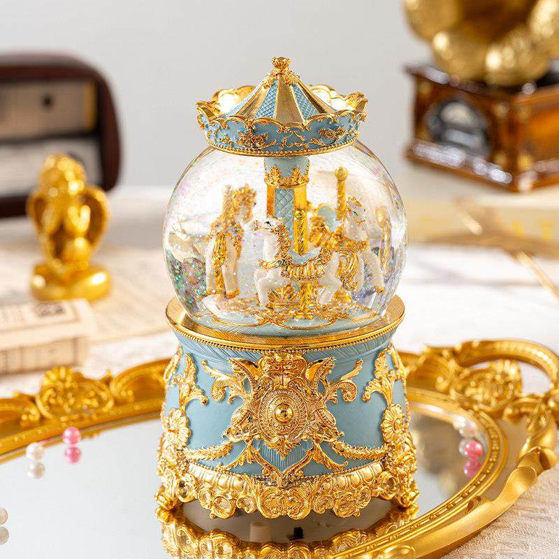 水晶球可旋转木马音乐盒八音盒女孩公主结婚生日礼物送女友儿童节,家居饰品,音乐盒,淘宝优惠券,粉丝福利购,淘宝优惠卷