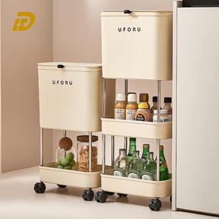 垃圾桶置物架家用厨房大容量带盖子滚轮多层化妆室厨余 余置物架