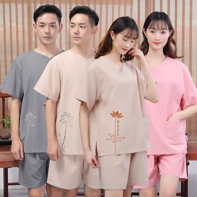 合逸衣 高档男女棉麻足浴汗蒸服 中国风洗浴按摩服 加大浴服 CM01