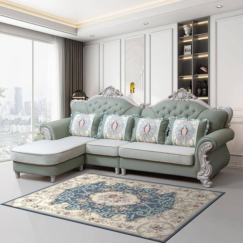 欧式布艺沙发客厅转角贵妃现代简欧小户型实木高档奢华沙发组合