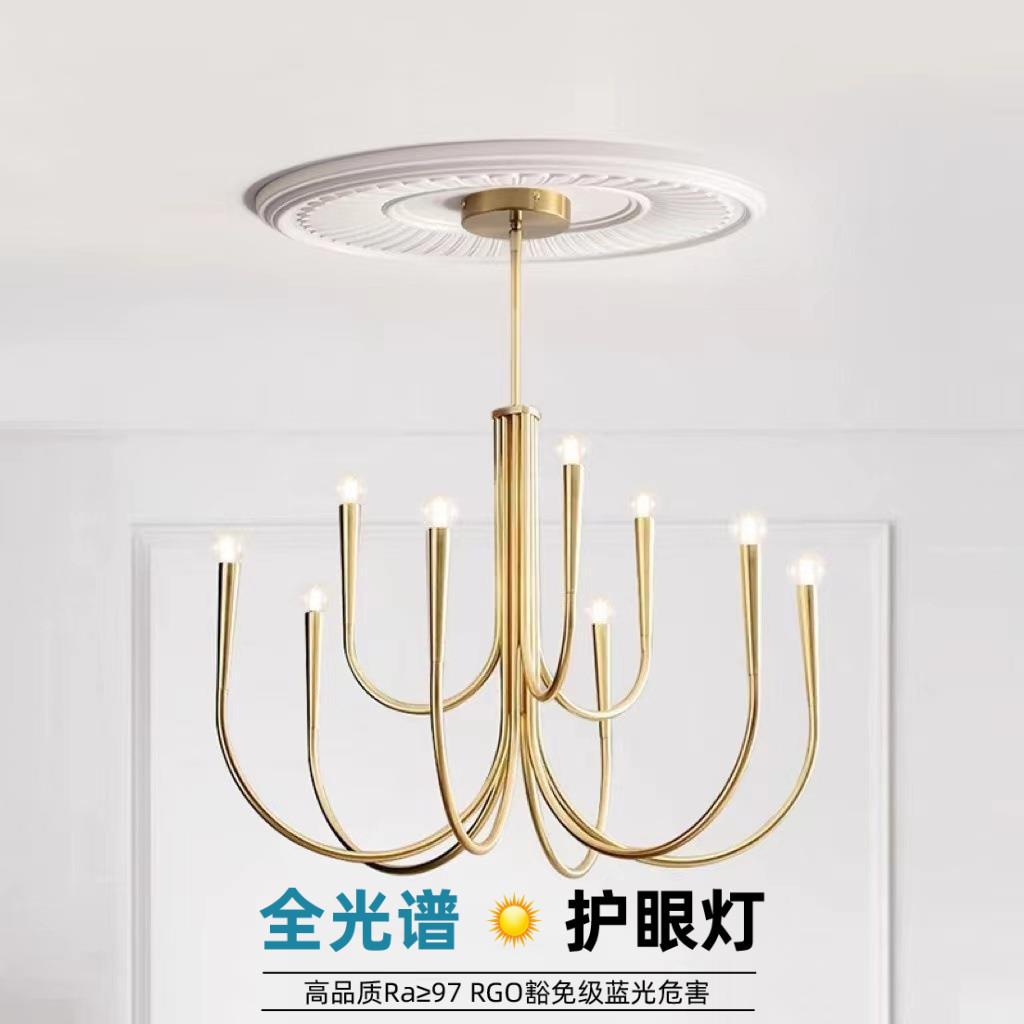 法式轻奢复古客厅吊灯美式中古卧室设计师款蜡烛餐厅护眼餐厅吊灯