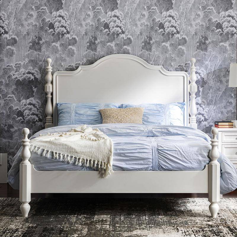 美式轻奢实木床现代简约主卧婚床1.8米双人床家具豪华公主床