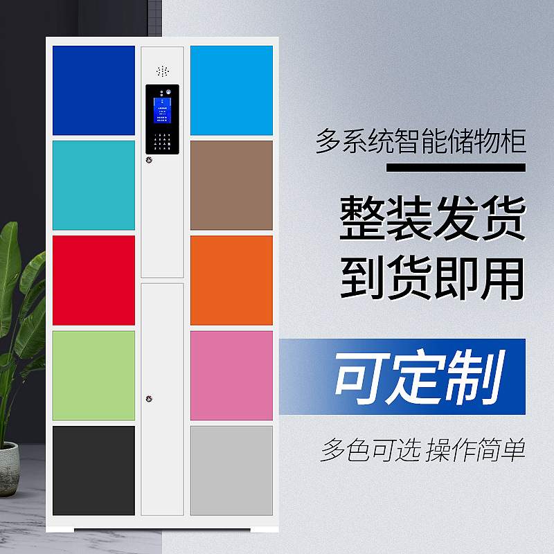 南昌市超市电子存包柜员工寄存柜指纹刷卡24门条码人脸识别存放柜