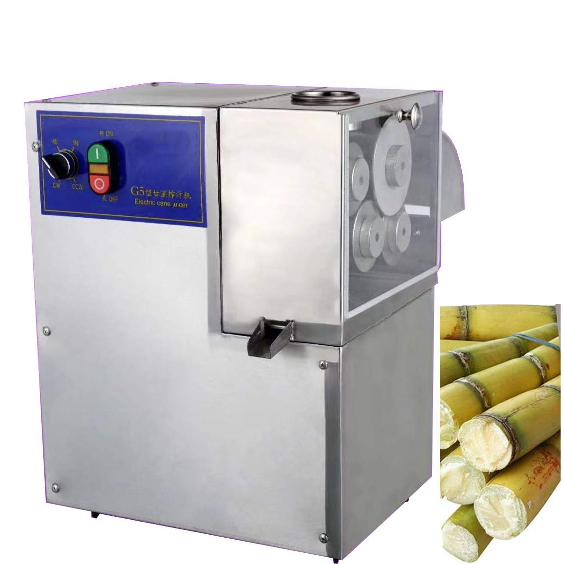 现货四棍甘蔗榨汁水果店铺甘蔗榨汁机商用电动甘蔗压榨机设备